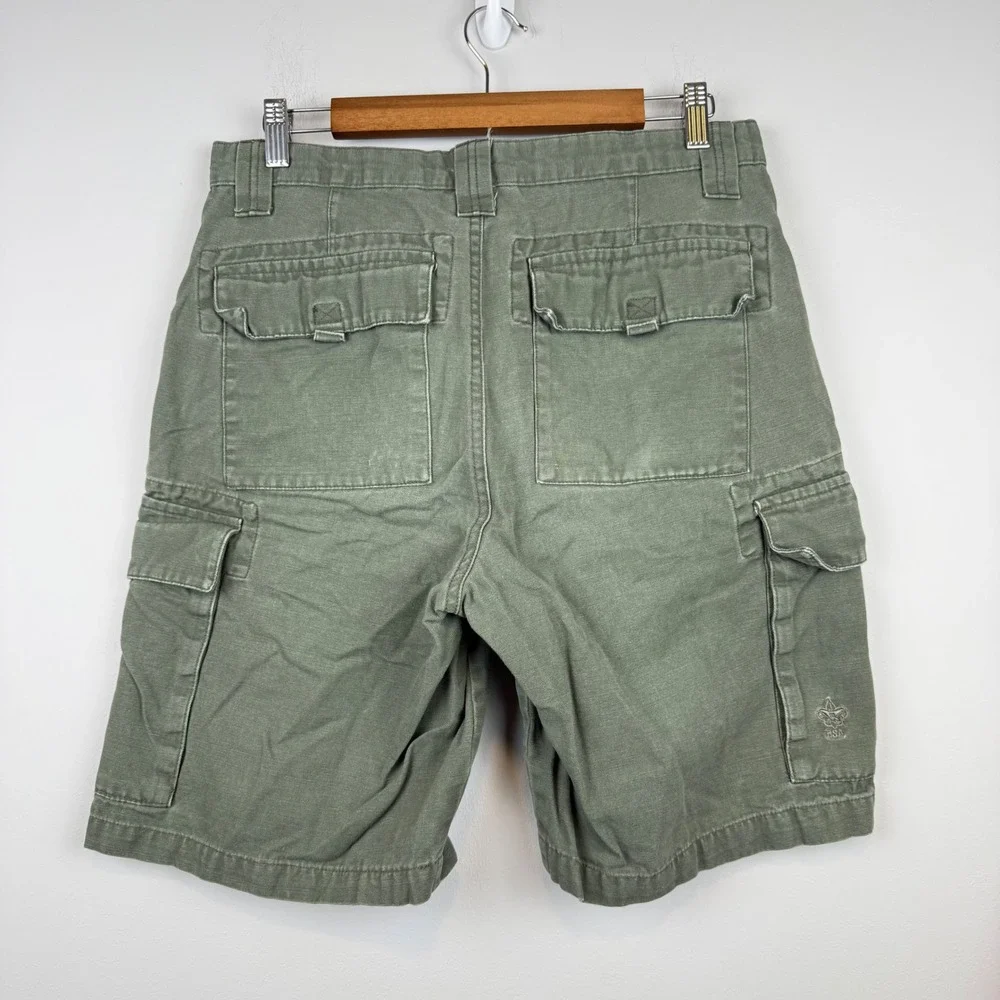 Boy Scouts of America Green Canvas Cargo Shorts 30 Uniform Gorpcore Utility